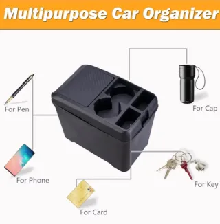 Organizador Coche Negro con Posavasos abs NUEVO