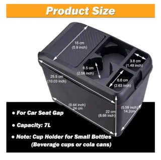 Organizador Coche Negro con Posavasos abs NUEVO