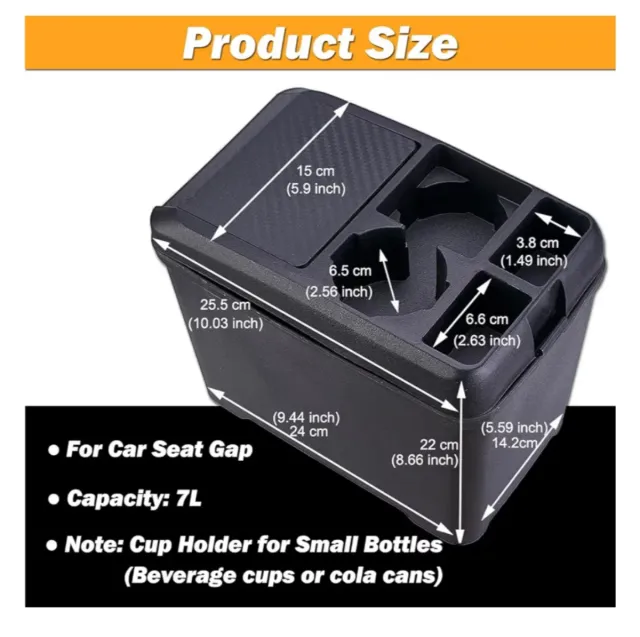 Organizador Coche Negro con Posavasos abs NUEVO