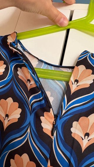 Vestido Mango Estampado Flores Azul