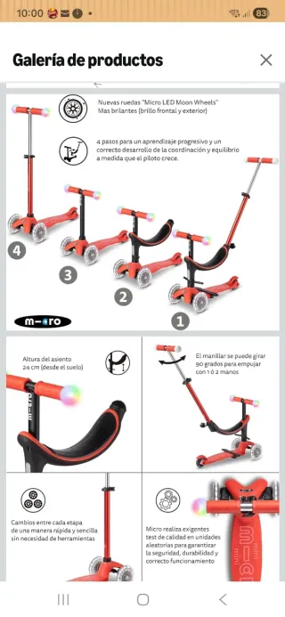 Patinete Micro 3 en 1 Rojo.