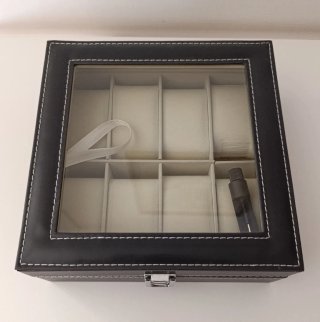 Scatola porta orologi 8 posti vetro pelle