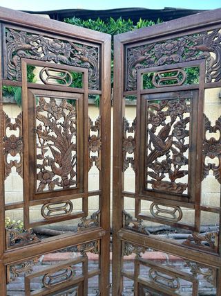 Biombo antiguo oriental tallado