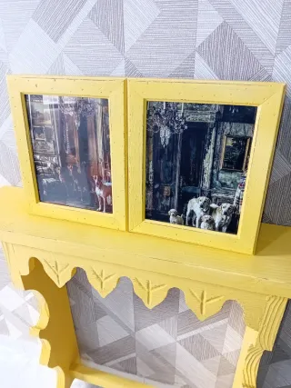 Portachiavi vintage in legno giallo