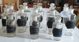 13 Bottiglie di Farmacia Antiche XIX-XX Secolo