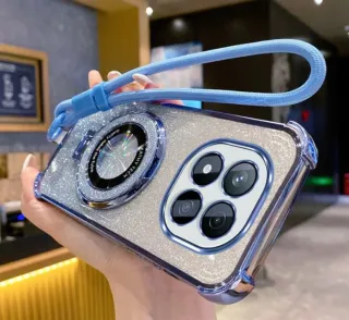 Funda móvil brillante con correa azul