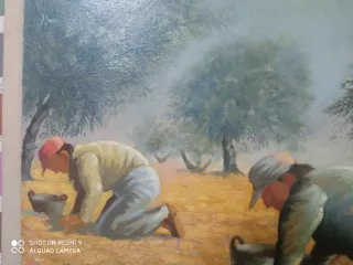 Óleo sobre tabla Cosecha de aceitunas