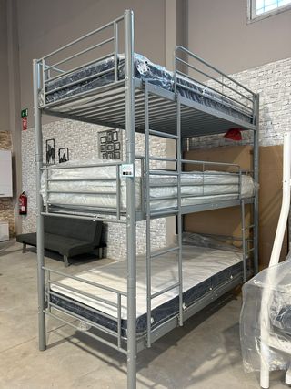 Litera triple metálica gris