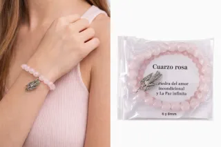 Pulsera Cuarzo Rosa Ángel Plata