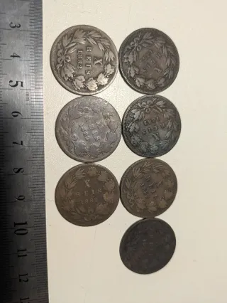 Lote monedas 10, 5 reis siglo xix y centavos s.xx