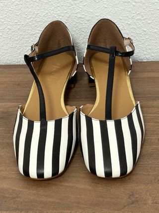 Bailarinas piel rayas T-strap Talla 41