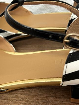 Bailarinas piel rayas T-strap Talla 41