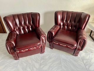 Sofá y 2 sillones años 70 vintage Chesterfield