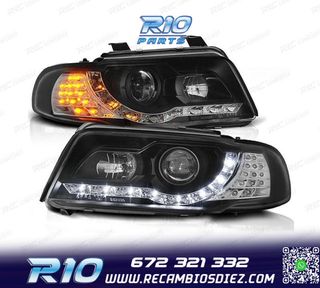 FAROS AUDI A4 B5 99-01 LUZ DIURNA LED FONDO NEGRO