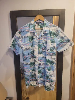 Camisa Náutica Manga Corta Talla L Estampado Tropi