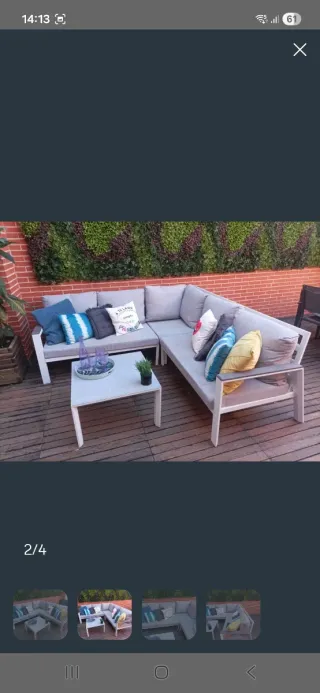Conjunto Muebles Exterior Gris y Multicolor