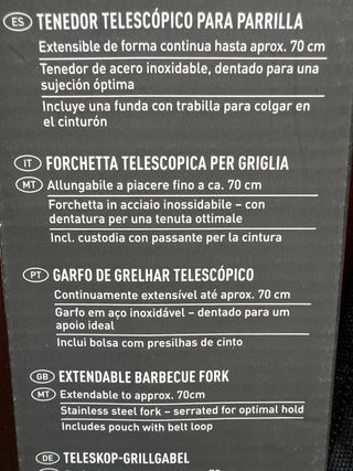 Tenedor telescópico BBQ Time para parrilla