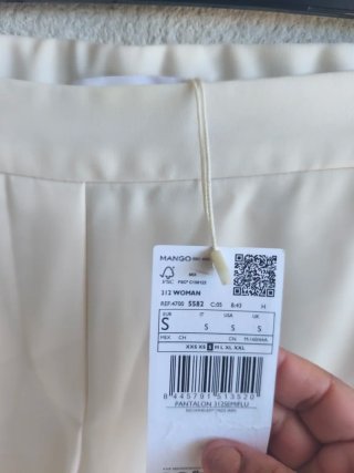 Pantalón Mango Talla S Beige Mujer