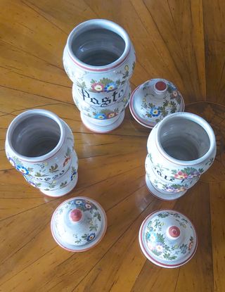 Tris vasi farmacia ceramica vintage anni '50
