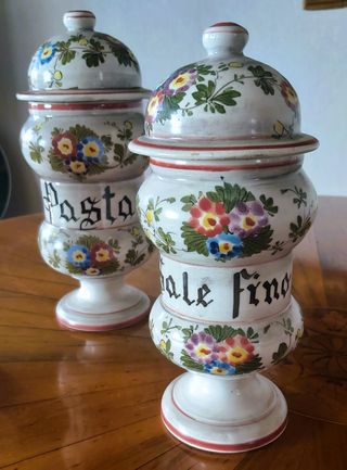 Tris vasi farmacia ceramica vintage anni '50
