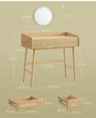 Tocador madera con espejo y cajones