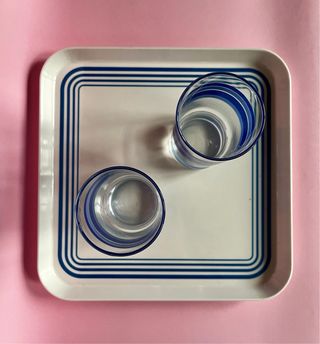 Vassoio Vintage Mebel Melamina Anni '80 Blu