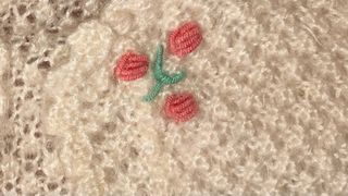 Bolero Crochet Tejido a Mano Beige y Rosa