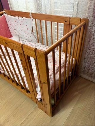 Cuna madera maciza PreNatal + ROPA CAMA