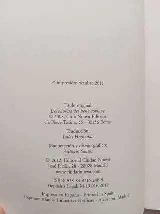 Por una economía del bien común. Stefano Zamagni.