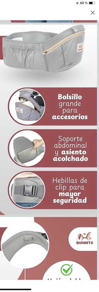Mochila Portabebés Quimets 6 en 1 Gris