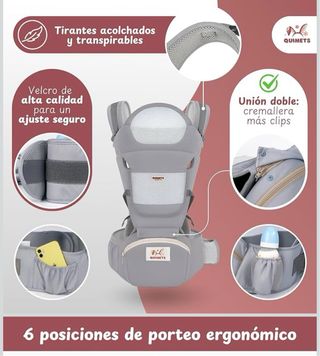 Mochila Portabebés Quimets 6 en 1 Gris