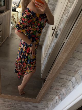 Vestido Desigual floral hombros descubiertos Talla