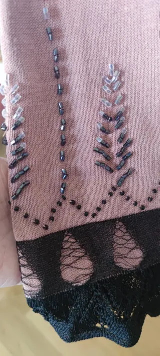 Top HOSS pedrería negro rosa Talla S