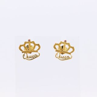 PENDIENTES CORONA QUEEN MEDIANO CIRCONITA. Oro 18k