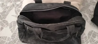 Bolso Negro/Gris Cuero y rojo