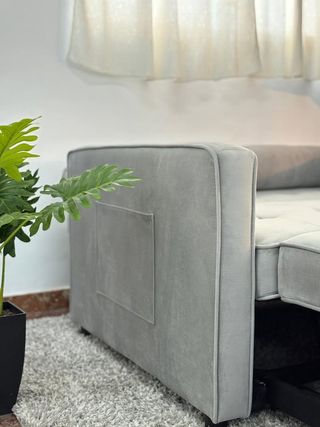 Sofá cama 2 plazas gris terciopelo