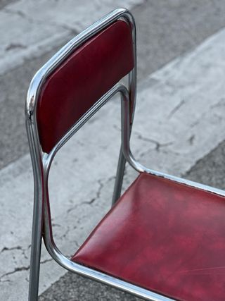 Sillas (2) Tubular Bauhaus Roja Cromada 1970s