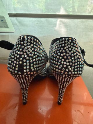 Zapatos de baile salón negros con pedrería