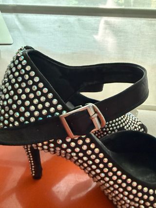 Zapatos de baile salón negros con pedrería
