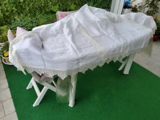 Completo letto lino con federe e merletto