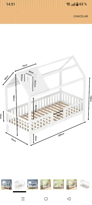Cama Casita Blanca 90x200