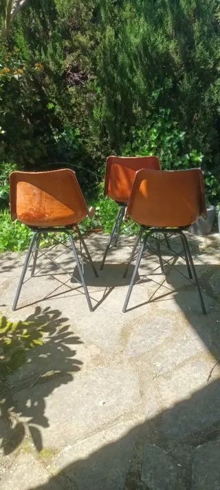 Sillas de piel marrones (Set de 3)