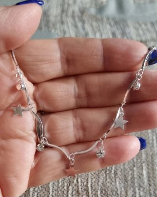 Pulsera o tobillera Plata Ley 925  y Estrellas