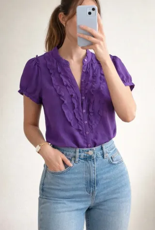 Blusa morada de  gasa ,mujer ideal eventos y fiest