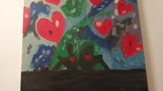 Cuadro abstracto pintado a mano  3 € unidad