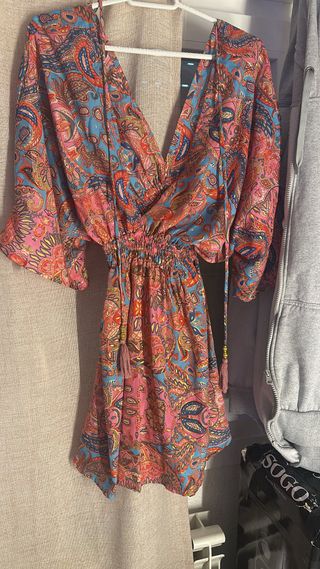 Vestido boho estampado multicolor