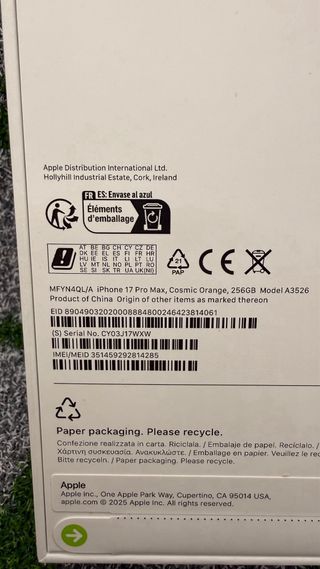 iPhone 17 Pro Max 256gb Orange - Nuovo Sigillato