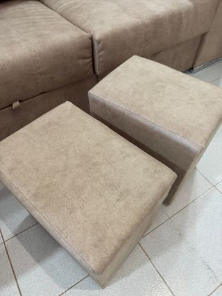 Sofá Cama 3 Plazas con Taburetes y arcón