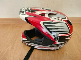 Casco Moto Niño Rojo Blanco