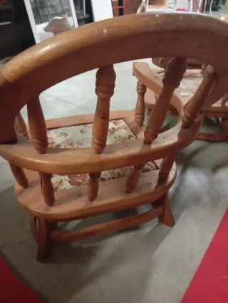 Coppia poltrone in legno con tessuto